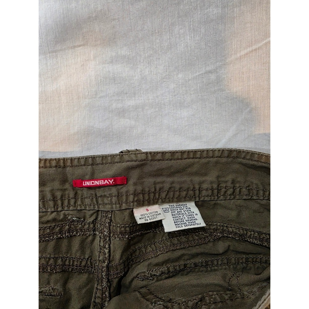 Unionbay Cargo Capri Pants Olive Green Utility Cropped Drawstring 32x23 Size 9 - Picture 2 of 7